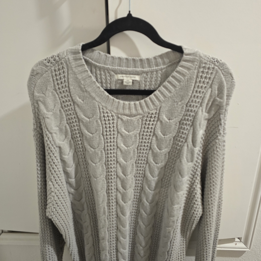 Gray Cable Knit Sweater